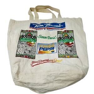 Vintage Tom Thumb Canvas Bag Tote with Crystal Pepsi ad EARTH ad